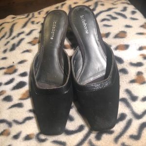 Liz Claiborn black suede shoes with leather trim